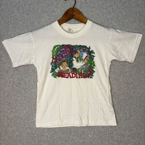 Vanguard Kids 14 Graphic T-Shirt Get Caught Reading Vintage y2K Plants Books Tee